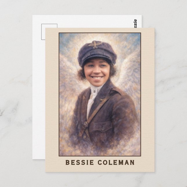 Cartão Postal Bessie Coleman Aviatrix Angel (Frente/Verso)