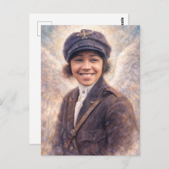 Cartão Postal Bessie Coleman Portrait Painting - Angelcore Style (Frente/Verso)