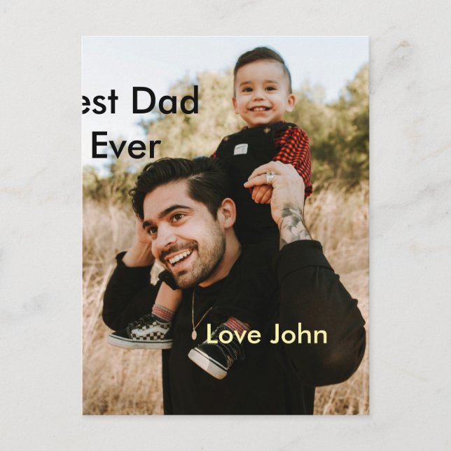 Cartão Postal Best dad ever father's dad gift photo name simple  (Frente)