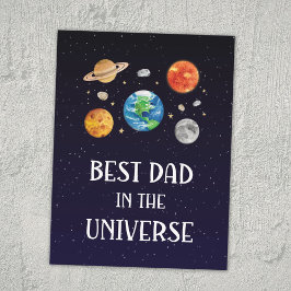 Cartão Postal Best Dad in The Universe Funny Quote Fathers Day