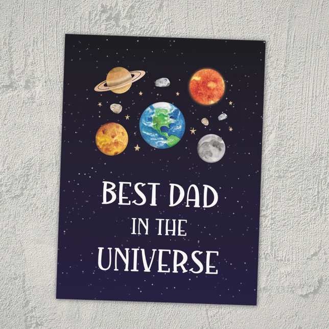 Cartão Postal Best Dad in The Universe Funny Quote Fathers Day (Criador carregado)