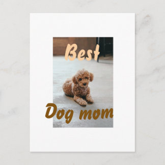 Cartão Postal Best dog mom brown puddle pet dog cat mothers day 