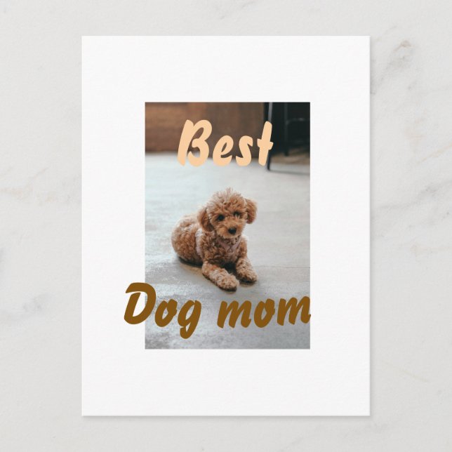 Cartão Postal Best dog mom brown puddle pet dog cat mothers day  (Frente)