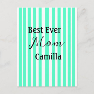 Cartão Postal Best ever mom green stripped pattern pastel neon 