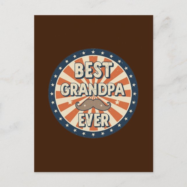 Cartão Postal Best grandpa ever retro badge (Frente)