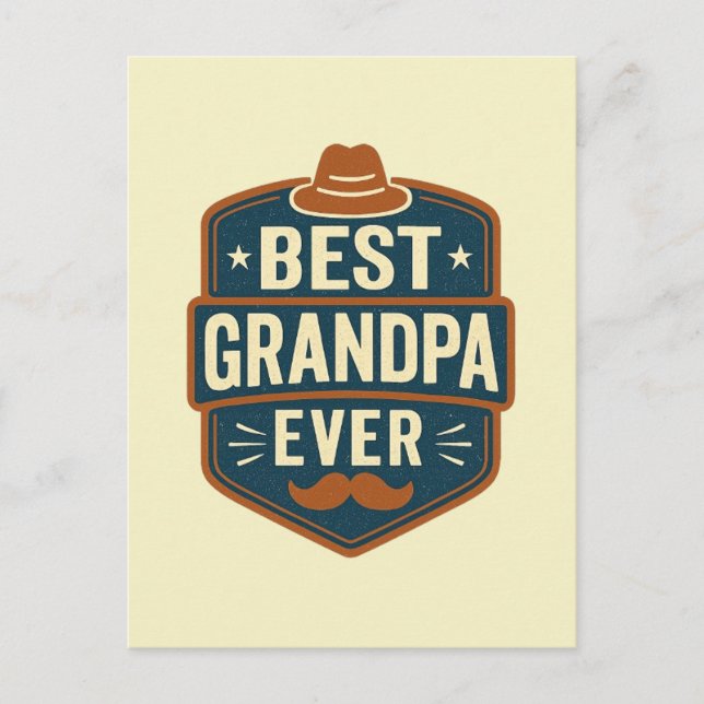 Cartão Postal Best grandpa ever retro badge (Frente)