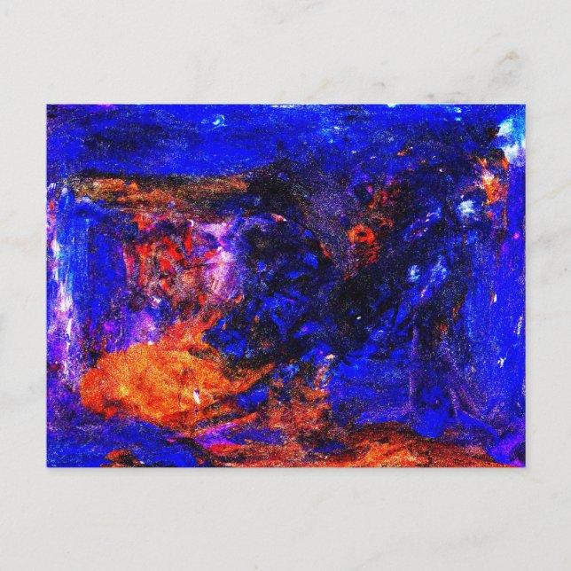 Cartão Postal Besta Azul Correndo Fogo (Frente)