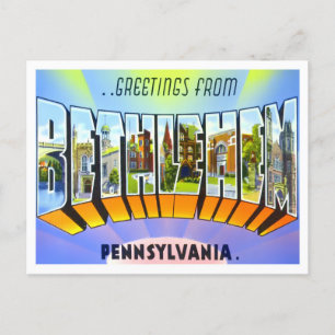 Cartão Postal Bethlehem, Pensilvânia Vintage Big Letters