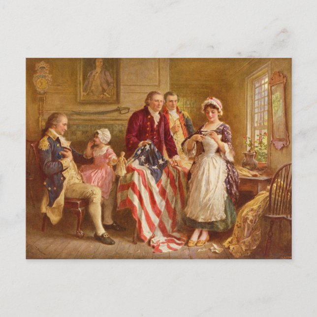 Cartão Postal Betsy Ross, 1777 (História Americana) (Patriota do (Frente)