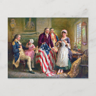 Cartão Postal Betsy Ross e Stars and Stripes 1777