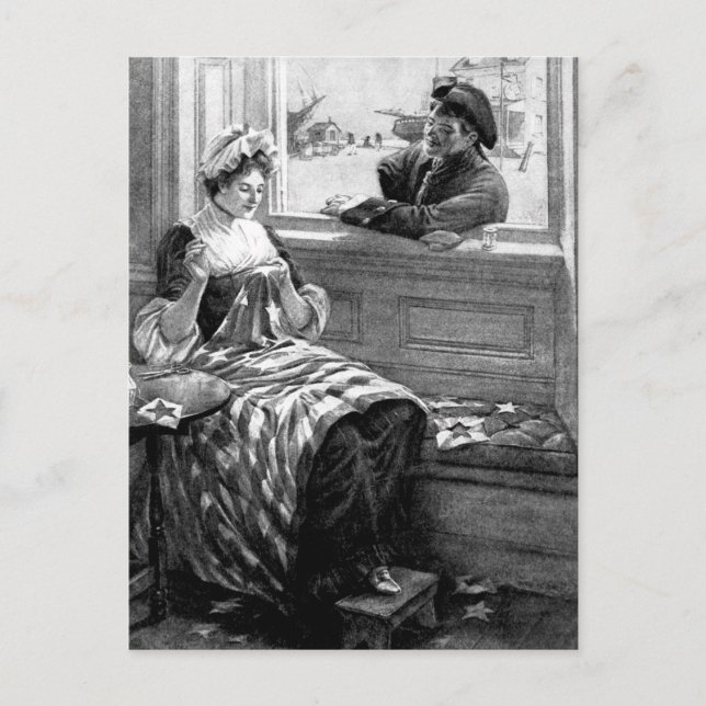 Cartão Postal Betsy Ross fazer a primeira imagem flag_War (Frente)