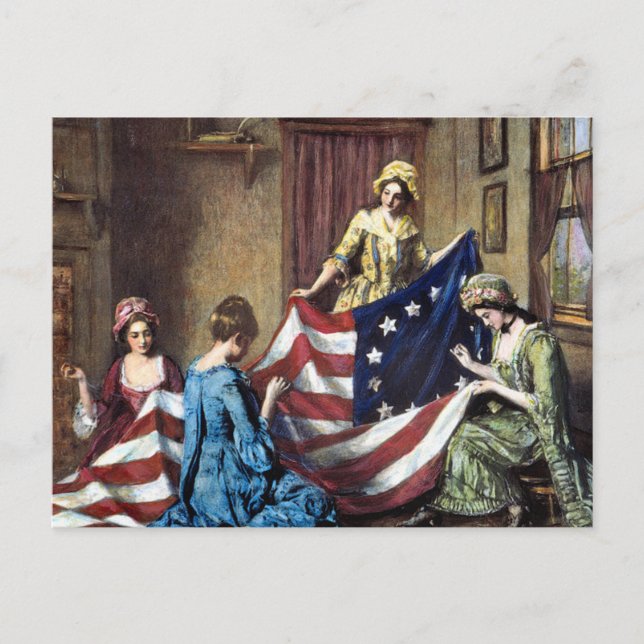 Cartão Postal Betsy Ross Sewing American Flag (Frente)
