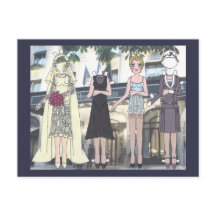 Betty, Art Deco Bride de 1928 Paper Doll Postcard