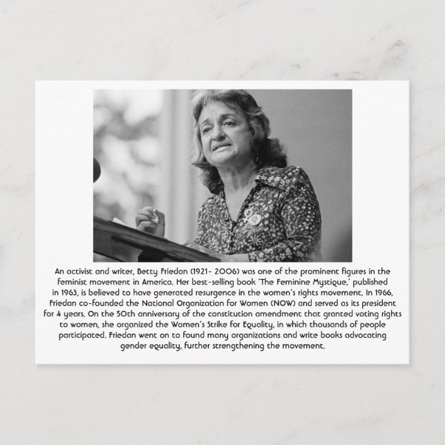 Cartão Postal Betty Friedan - feminista (Frente)