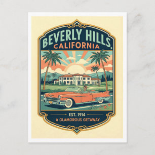Cartão Postal Beverly Hills CA Retro Anos 50 Viagem