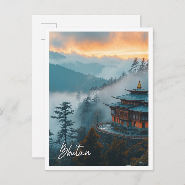 Cartão Postal Bhutan belo lugar turístico (Frente/Verso)