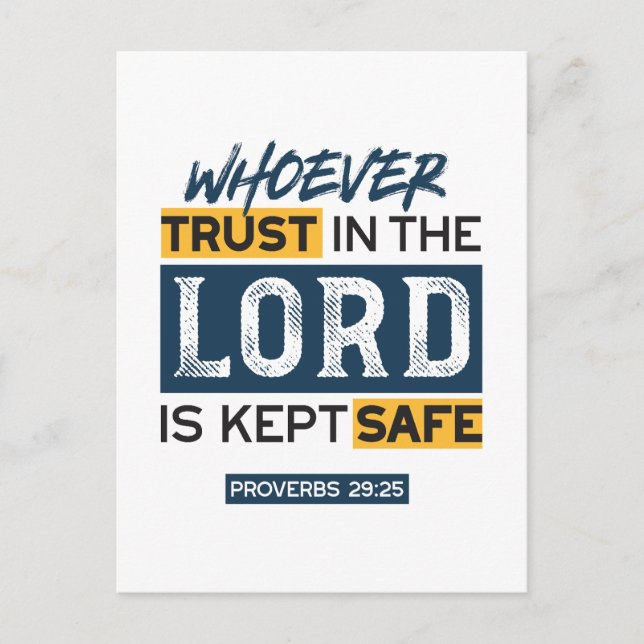 Cartão Postal Bible Quote Art - Proverbs 29:25 Trust in God (Frente)
