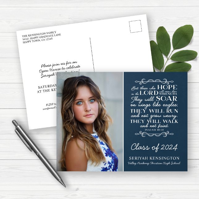 Cartão Postal Bíblia de Graduação Cristã Verse Isaiah 40 Foto (Criador carregado)