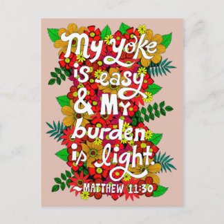 Cartão Postal Bíblia De Tipografia De Flores E Folhas