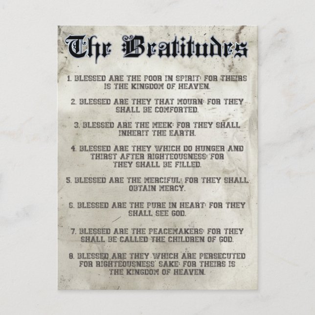 Cartão Postal Bíblia Matthew 5 Beatitudes Sermon no Monte (Frente)