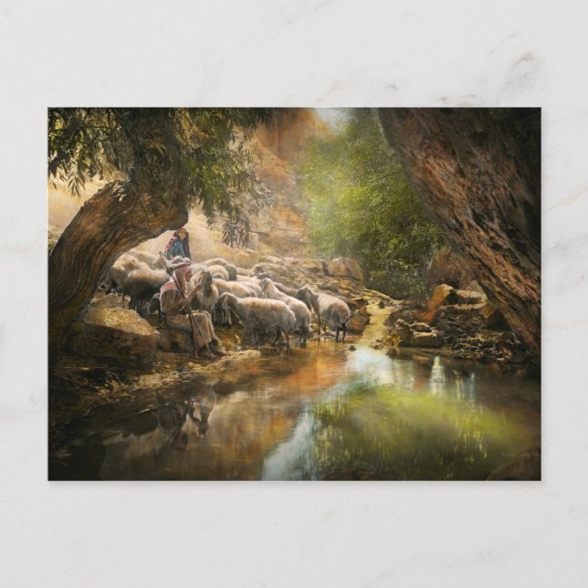 Cartão Postal Bíblia - O Senhor é o meu pastor - 1910 (Frente)