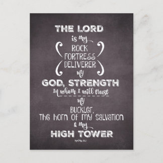Cartão Postal Bíblia Salms Verse: Rock and High Tower