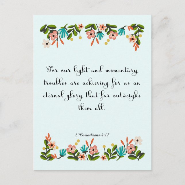 Cartão Postal Bíblia Versa Arte - 2 Corintianos 4:17 (Frente)