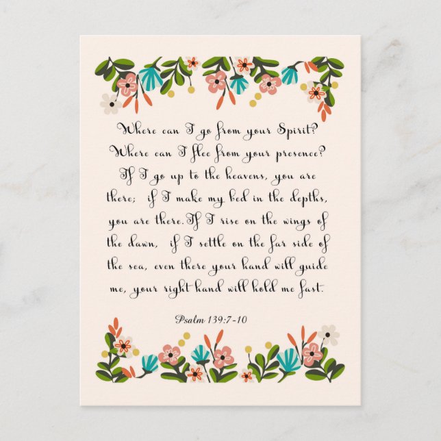 Cartão Postal Bíblia Verse Art - Salm 139:7-10 (Frente)