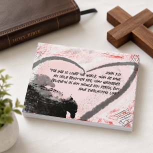 Cartão Postal Bíblia Verse John 3:16 Grunge Heart