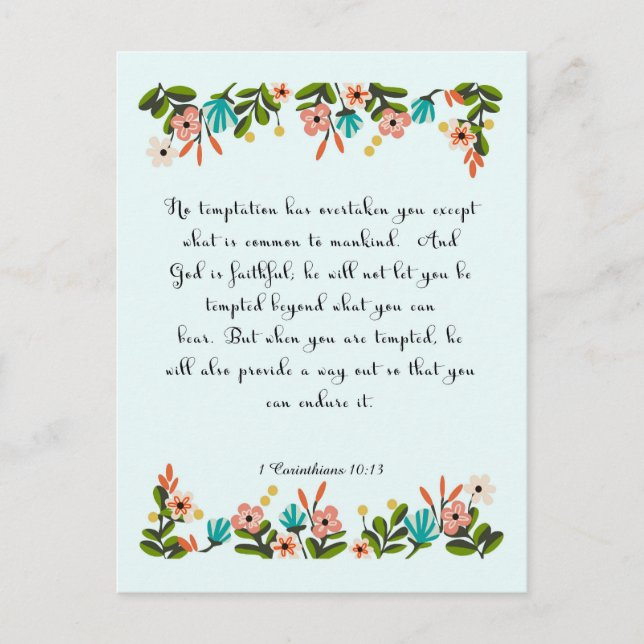 Cartão Postal Bíblia Verses Art - 1 Corintianos 10:13 (Frente)