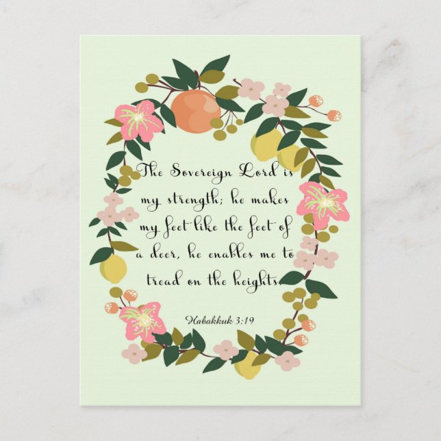 Cartão Postal Bíblia Verses Art - Habakkuk 3:19 (Frente)