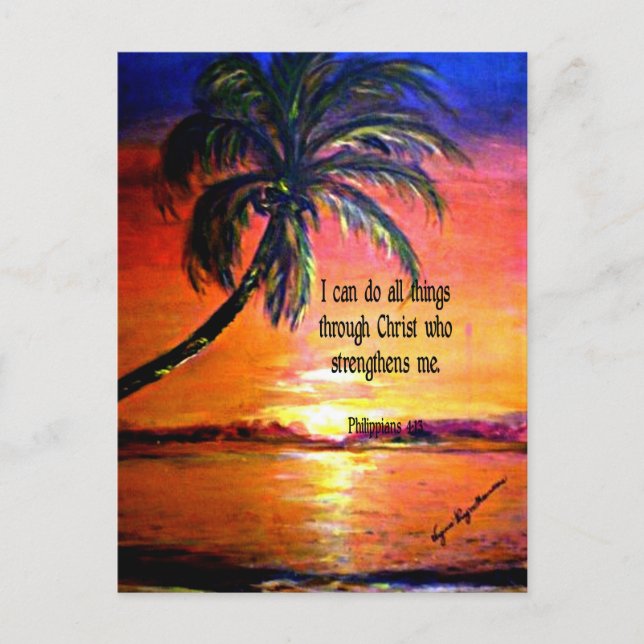 Cartão Postal Bíblia verso, Philippians 4:13 (Frente)