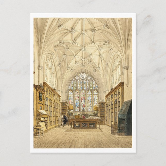 Cartão Postal Biblioteca antiga no Winchester College Vintage (Frente)