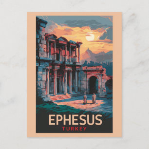 Cartão Postal Biblioteca de Celsus de Éfeso Arte de Viagem Vinta