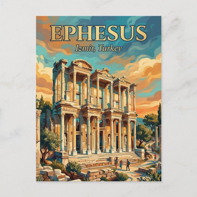 Cartão Postal Biblioteca de Celsus, Selçuk, Egeu (Frente)
