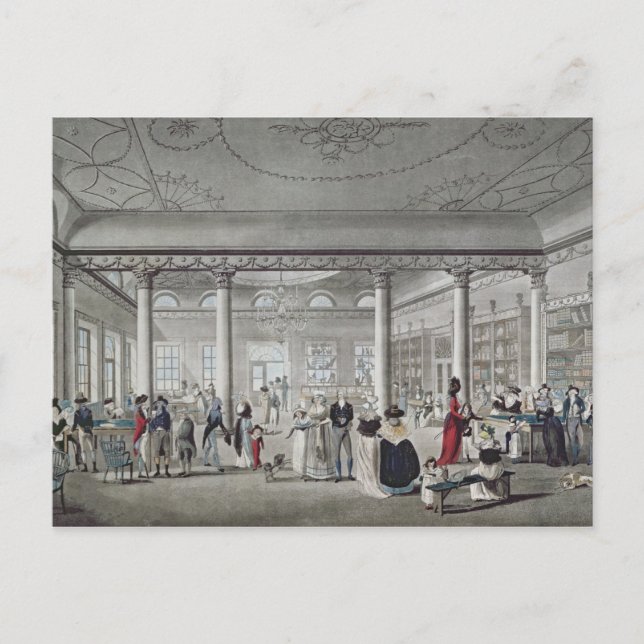 Cartão Postal Biblioteca de Hall em Margate, 1789 (Frente)
