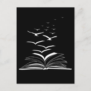 Cartão Postal Biblioteca de Pássaros do Livro Voador Inspiração