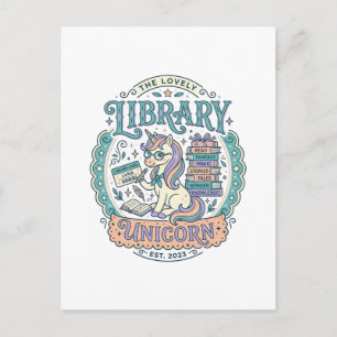 Cartão Postal Biblioteca de Unicórnio Camiseta Gráfica Caprichos