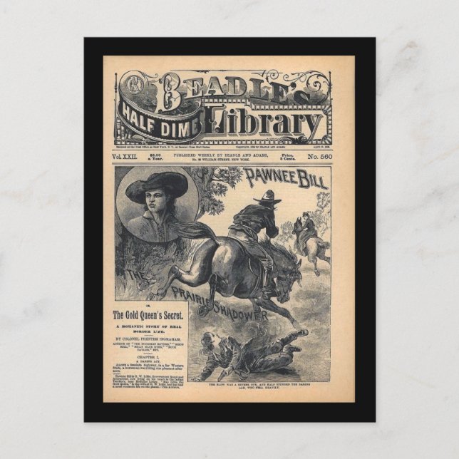 Cartão Postal Biblioteca Dime dos Beadles Vol XXII No 560 1888 (Frente)