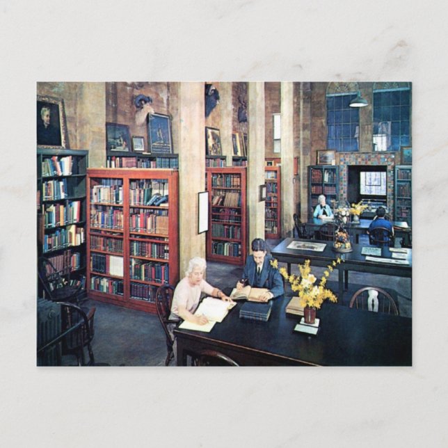 Cartão Postal Biblioteca, Doylestown, PA Vintage (Frente)