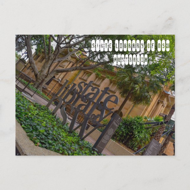Cartão Postal Biblioteca Estadual do NSW em Sidney, Austrália (Frente)