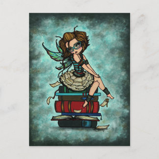 Cartão Postal Biblioteca Livro Fairy Wings Fantasy Art Postcard