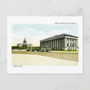 Cartão Postal Biblioteca Pública e Capitólio Estatal, Denver,