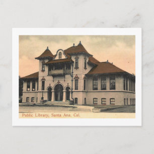 Cartão Postal Biblioteca, Santa Ana, California Vintage