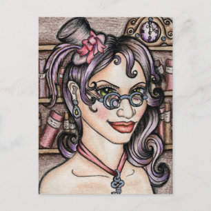 Cartão Postal Biblioteca Steampunk Steamface