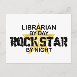 Cartão Postal Bibliotecário Rock Star por Noite