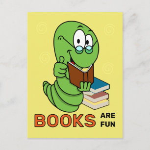 Cartão Postal Bicho de Livro Livros São Divertidos