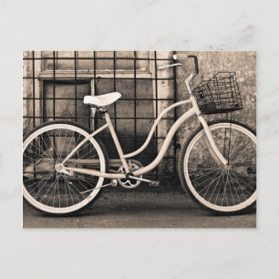 Cartão Postal Bicicleta Antiga Com Cesta