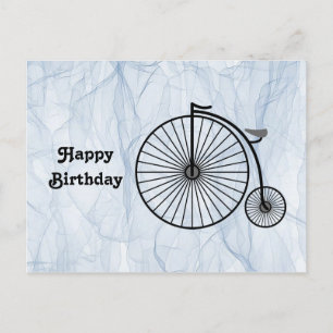 Cartão Postal Bicicleta Antiga de Roda Alta de Aniversário