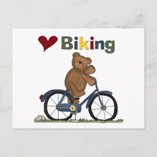 Cartão Postal Bicicleta Azul Adoro Camisetas e presentes
